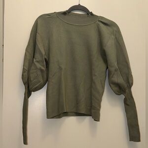 Green Sweater with Puff Sleeves Size Medium